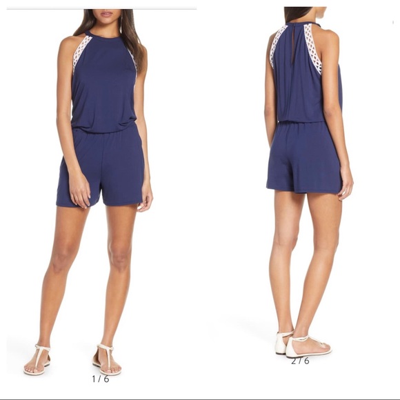 Lilly Pulitzer Pants - Lilly Pulitzer Lala Romper Navy Blue Sleeveless M